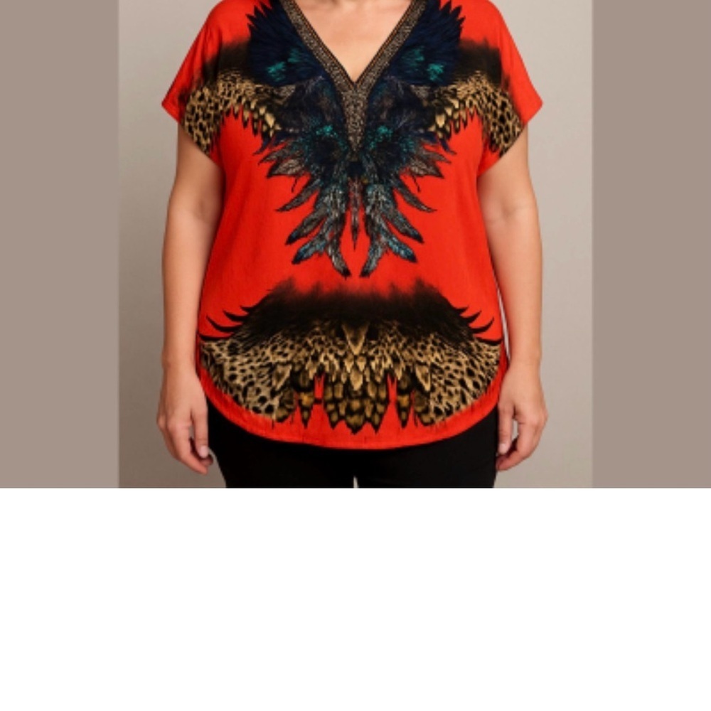 Peacock tunic with rhinestones. OSFM